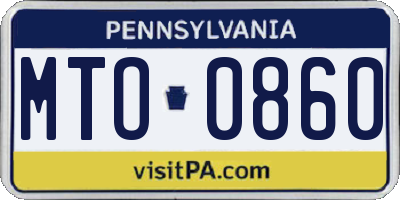 PA license plate MTO0860