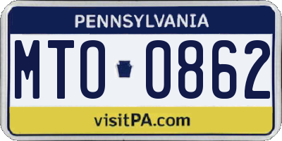 PA license plate MTO0862