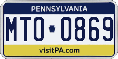 PA license plate MTO0869