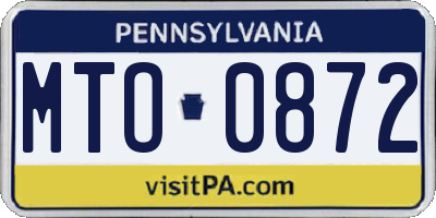 PA license plate MTO0872