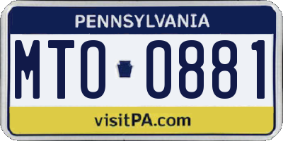 PA license plate MTO0881