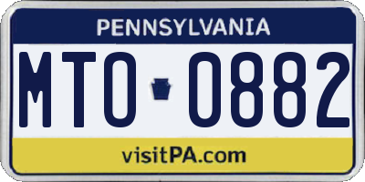 PA license plate MTO0882