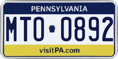 PA license plate MTO0892