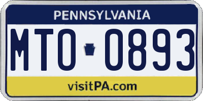 PA license plate MTO0893