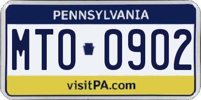 PA license plate MTO0902