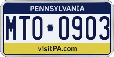 PA license plate MTO0903