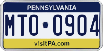 PA license plate MTO0904