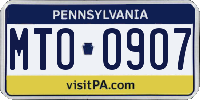 PA license plate MTO0907