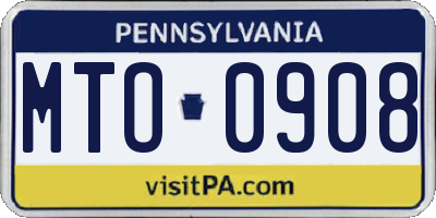 PA license plate MTO0908