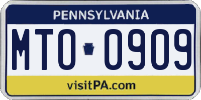 PA license plate MTO0909