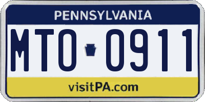 PA license plate MTO0911