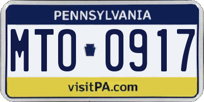 PA license plate MTO0917