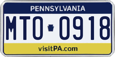 PA license plate MTO0918