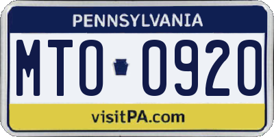PA license plate MTO0920