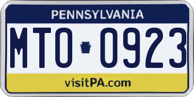 PA license plate MTO0923