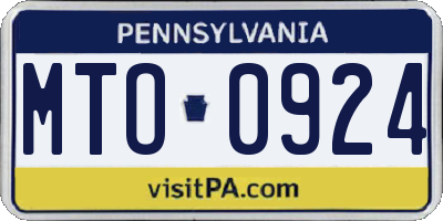 PA license plate MTO0924