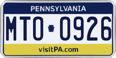PA license plate MTO0926