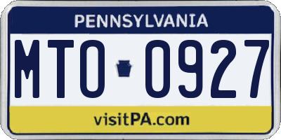 PA license plate MTO0927