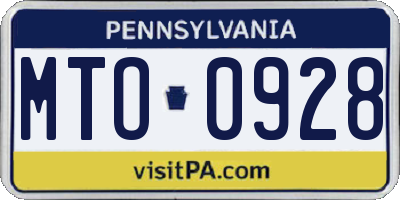 PA license plate MTO0928