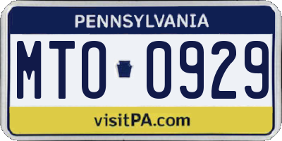 PA license plate MTO0929