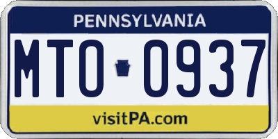 PA license plate MTO0937