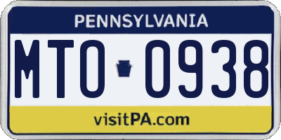 PA license plate MTO0938