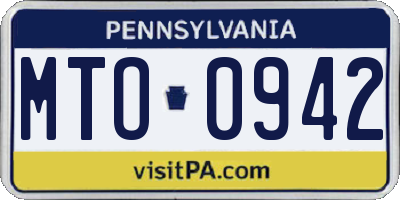 PA license plate MTO0942