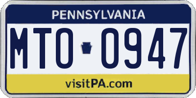 PA license plate MTO0947