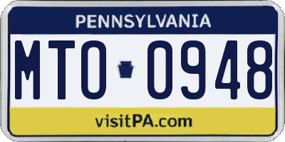 PA license plate MTO0948