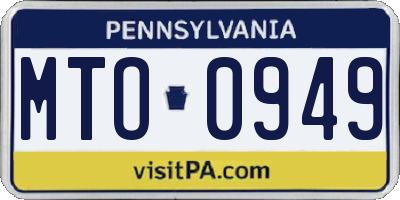 PA license plate MTO0949