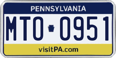 PA license plate MTO0951