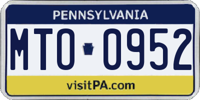 PA license plate MTO0952