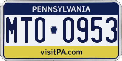 PA license plate MTO0953