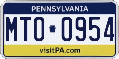 PA license plate MTO0954