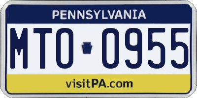 PA license plate MTO0955