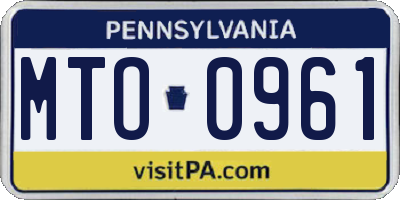PA license plate MTO0961