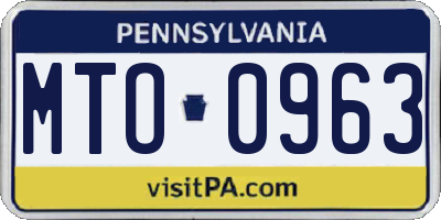 PA license plate MTO0963