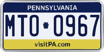 PA license plate MTO0967
