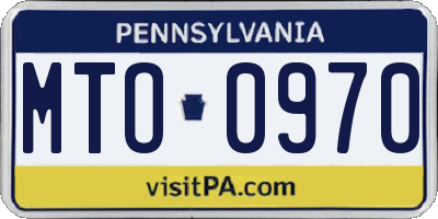PA license plate MTO0970