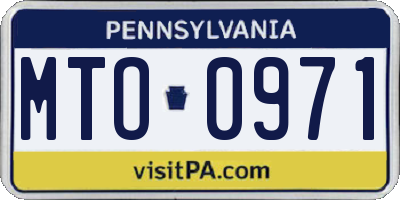 PA license plate MTO0971