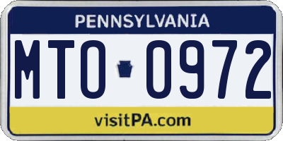 PA license plate MTO0972