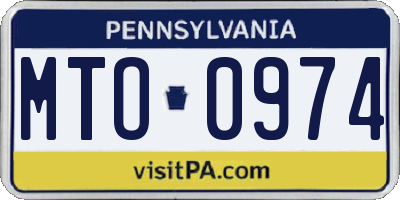 PA license plate MTO0974