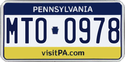 PA license plate MTO0978