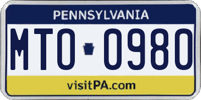 PA license plate MTO0980