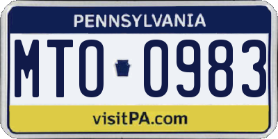 PA license plate MTO0983