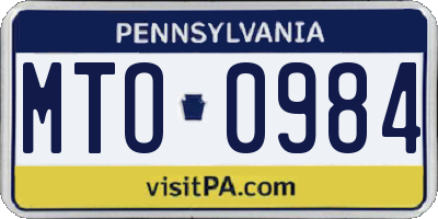 PA license plate MTO0984