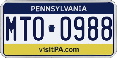PA license plate MTO0988
