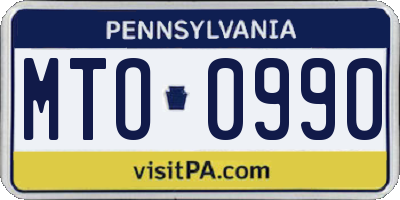 PA license plate MTO0990