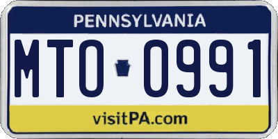 PA license plate MTO0991