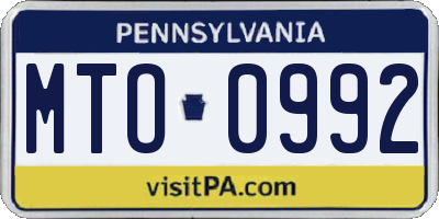 PA license plate MTO0992